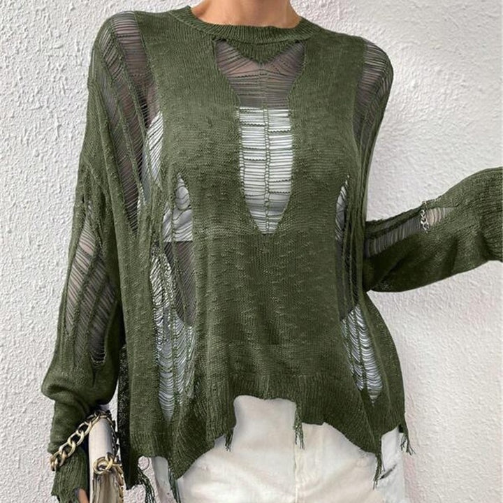 Oversized knitted sweater for women with trendy cutouts Lune London