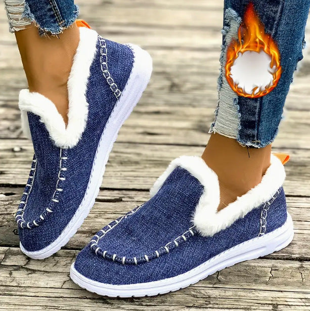 Ladies comfortable fleece slippers with non-slip sole Lune London