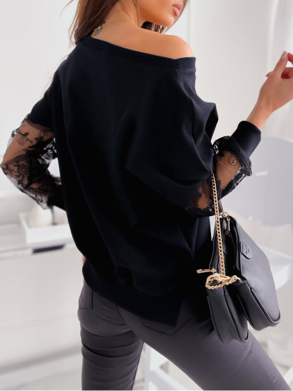 Oversized sweatshirt for women with lace sleeves Lune London