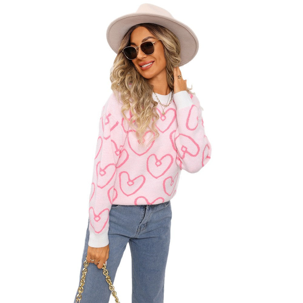 Pull confortable pour femmes avec motif en cœur et matériau doux Chic & Stil