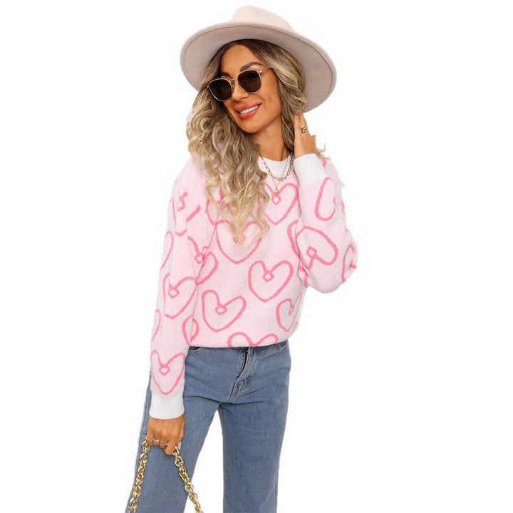 Pull confortable pour femmes avec motif en cœur et matériau doux Chic & Stil