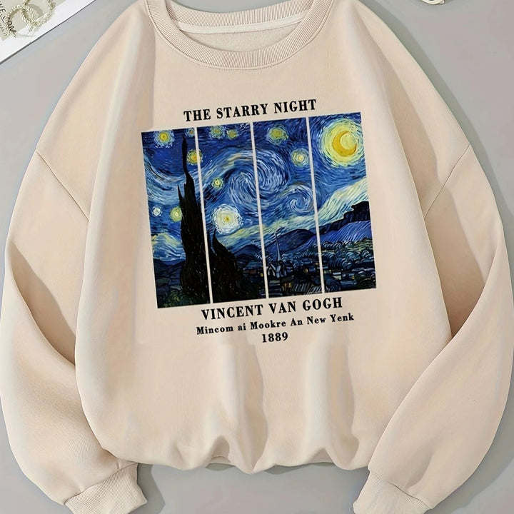 Sweat-shirt femme avec motif artistique de Van Gogh et impression moderne Chic & Stil