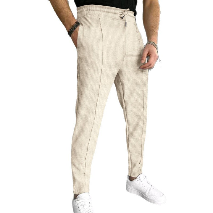 Luxury men's pants with elastic drawstring and textured design Lune London