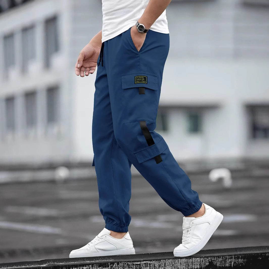Men's cargo pants with functional pockets and elastic waistband Lune London