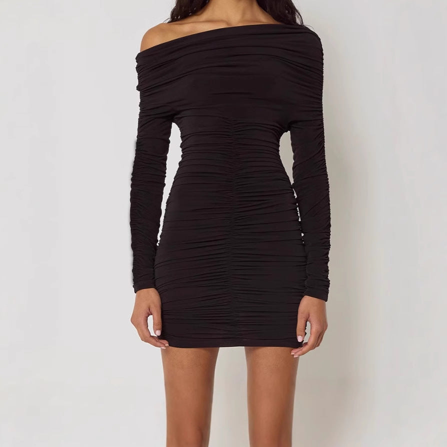 Mini fitted dress for women with ruching Lune London