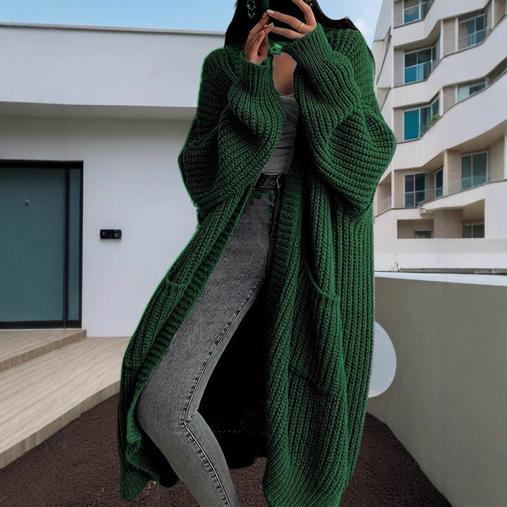 Ladies Long knitted cardigan with side pockets and relaxed fit Lune London