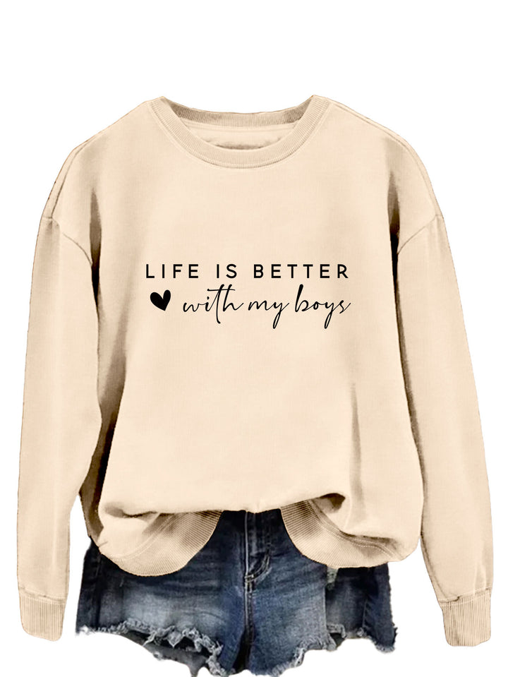 Pull femme confortable à col rond avec impression inspirante Chic & Stil
