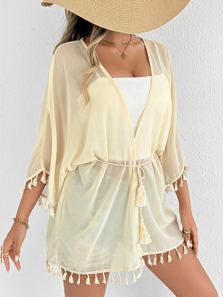 Ladies Light Fringes-Border Beach-Kimono Lune London