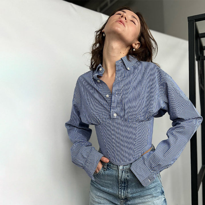 Blouse for ladies with innovative cut and structured sleeves Lune London