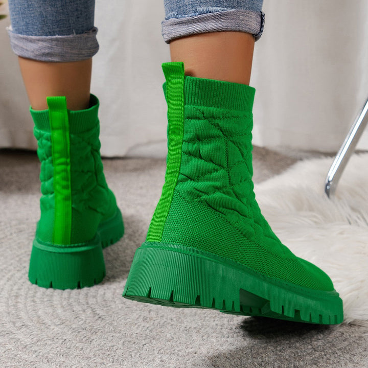 Women's Fashion Boots with Textured Upper Material and Non-Slip Profile Sole Lune London