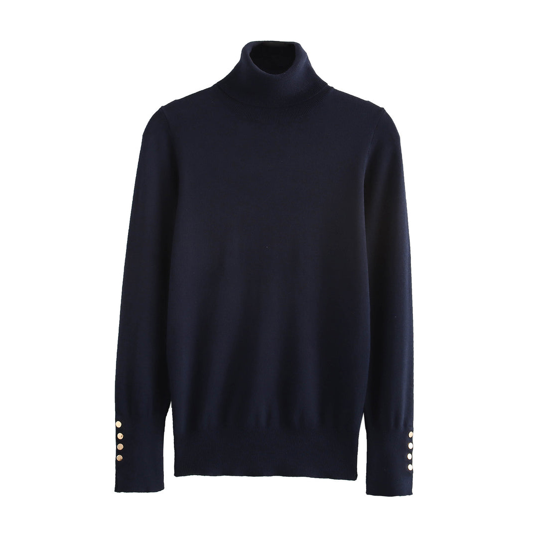 Ladies' turtleneck sweater with elegant button details Lune London