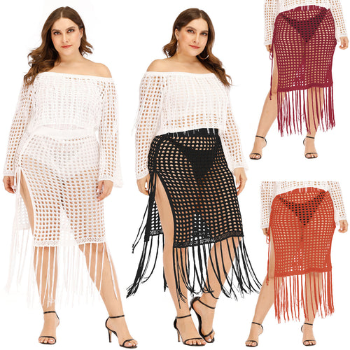 Ladies Crochet Fringe Beach Concealed Set Lune London