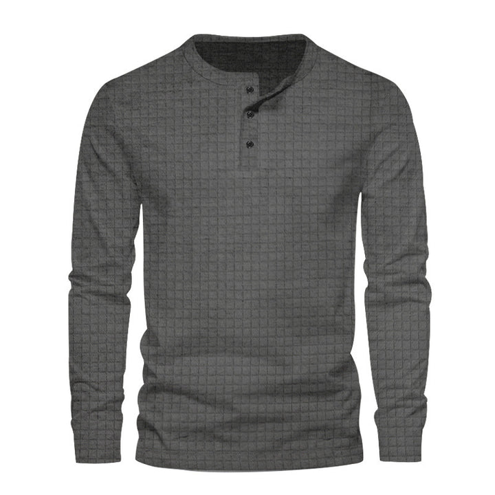 Men's long-sleeve shirt with textured fabric and button placket Chic and style