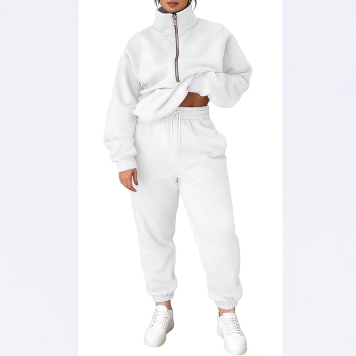 Pull en polaire doux pour dames avec col haut et fermeture éclair Chic & Stil