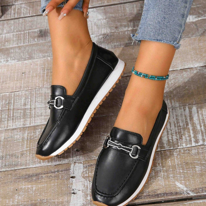 Elegant loafers for ladies with fashionable buckle detail Lune London
