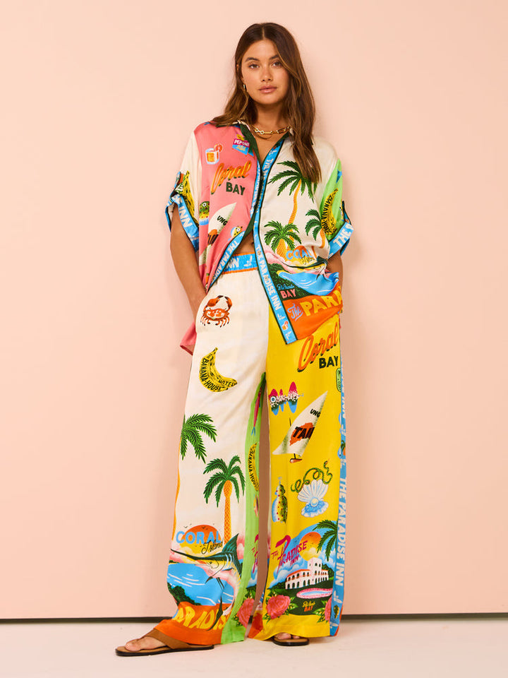 Chic & Stil colorful patchwork style two-piece outfit for ladies