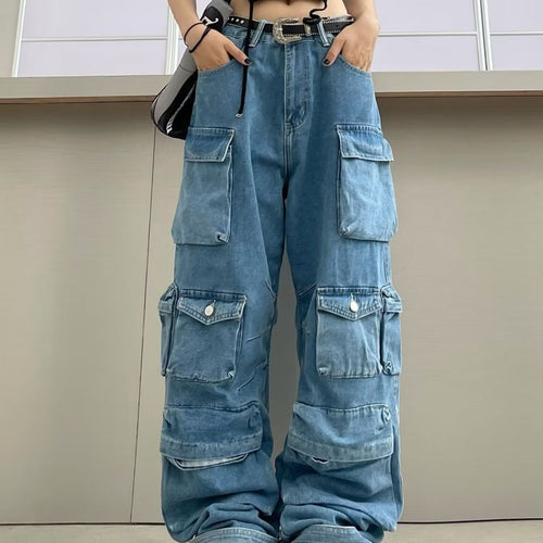 Women’s Loose-Fitting Cargo Jeans with Multiple Pockets and A Relaxed Fit Lune London