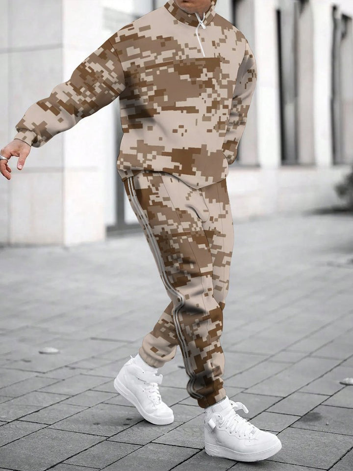 Trendy sports outfit for men in chic camouflage design