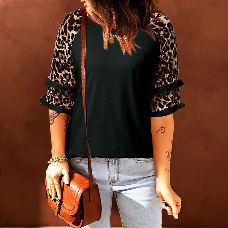 Ladies Chic animal print short sleeves top Lune London