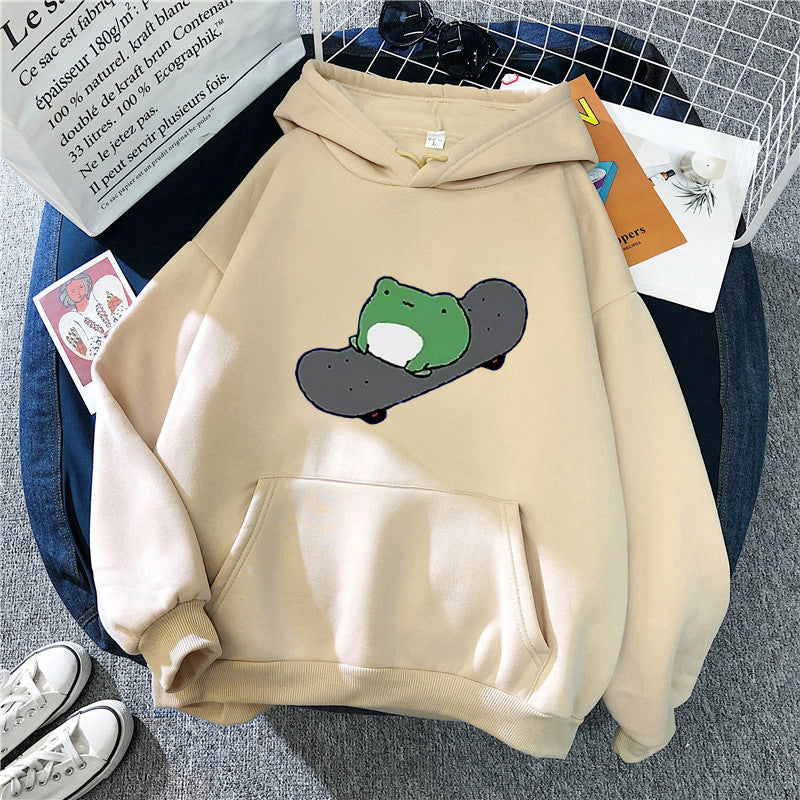 Women's hoodie with humorous frog design Chic & Stil
