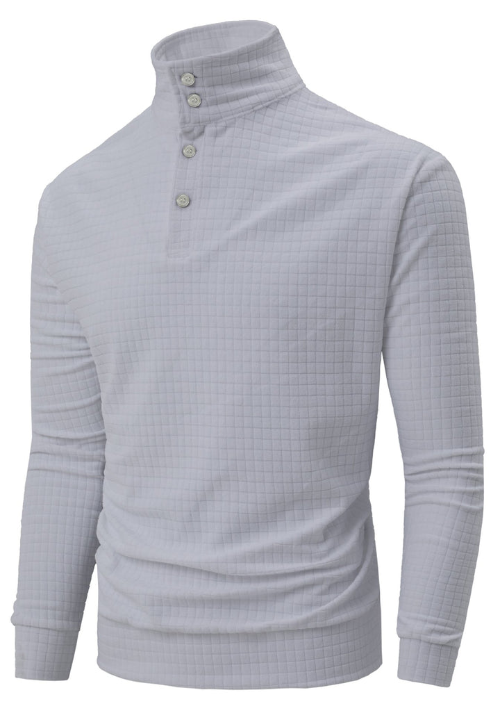 Men's Long Sleeve Polo with Structured Surface Lune London