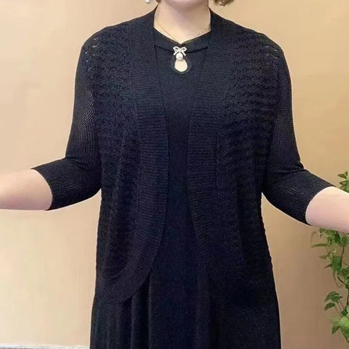 Knit jacket for women with 3/4 sleeves and a textured pattern Lune London