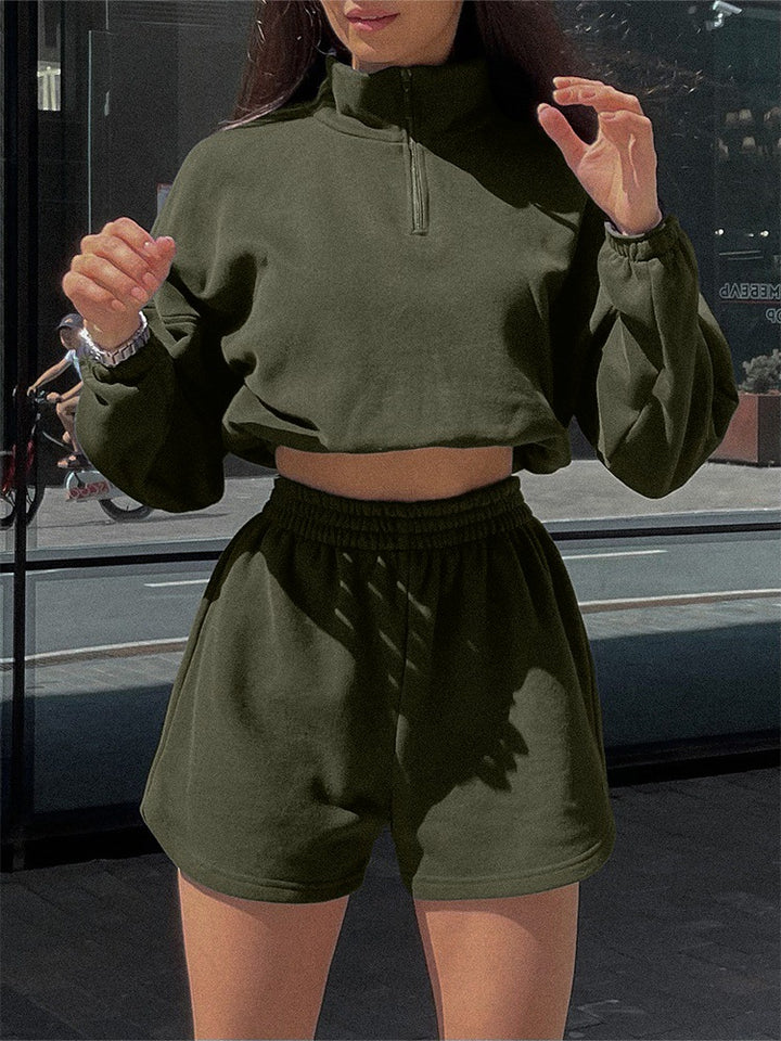 Women's sports set with cropped sweater and shorts Lune London