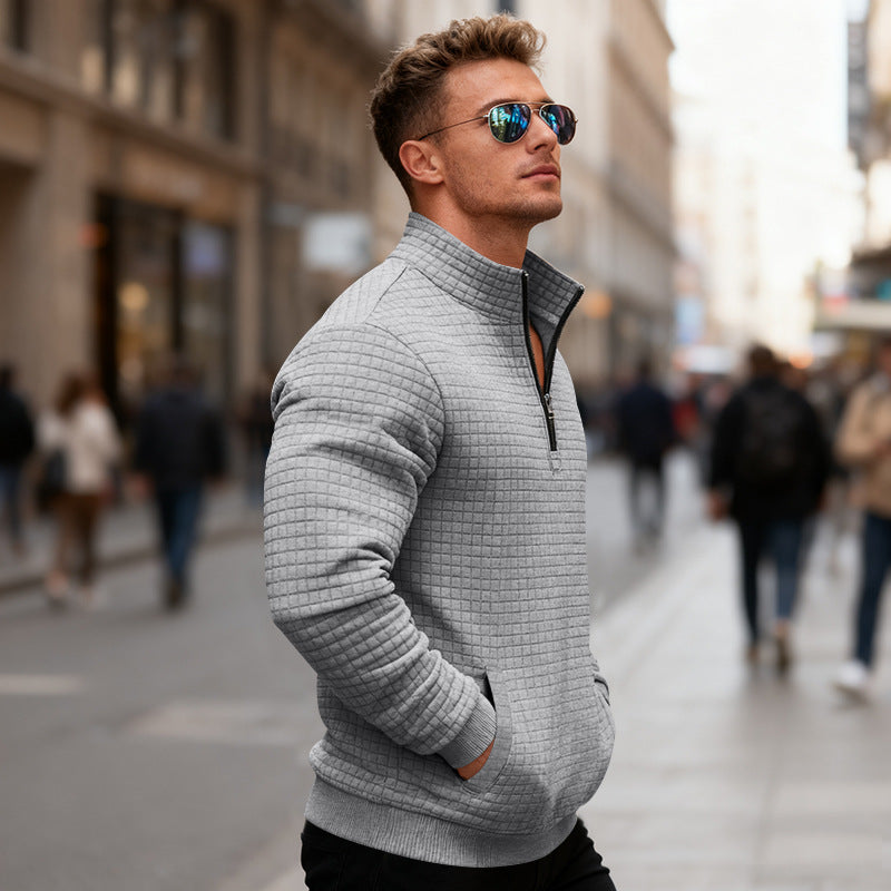 Men's fleece pullover with high collar and practical zipper Chic and style