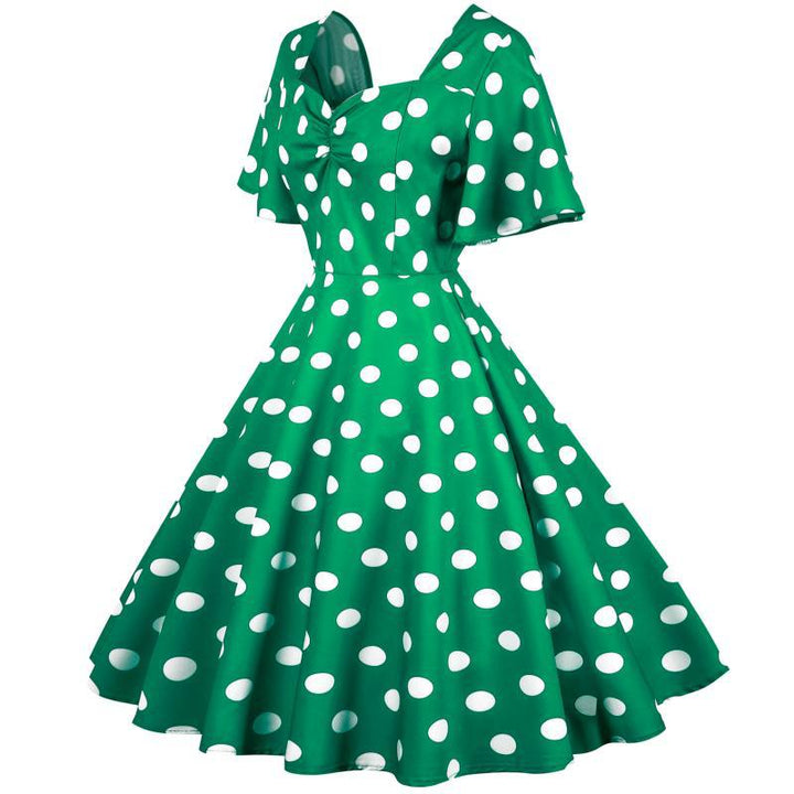 Robe Rockabilly pour femmes avec un motif amusant à pois et un ourlet flottant Chic & Stil