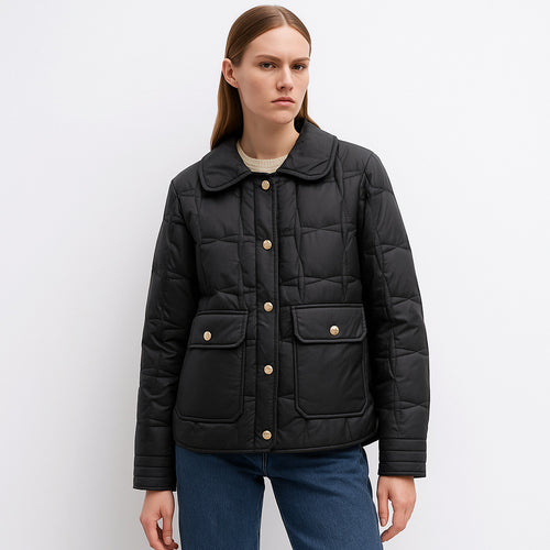Fashionable women's quilted jacket with pockets and button closure Lune London