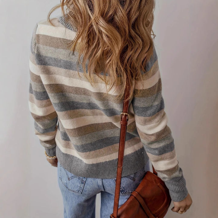 Fashionable knitted sweater for women with trendy stripes and relaxed fit Lune London