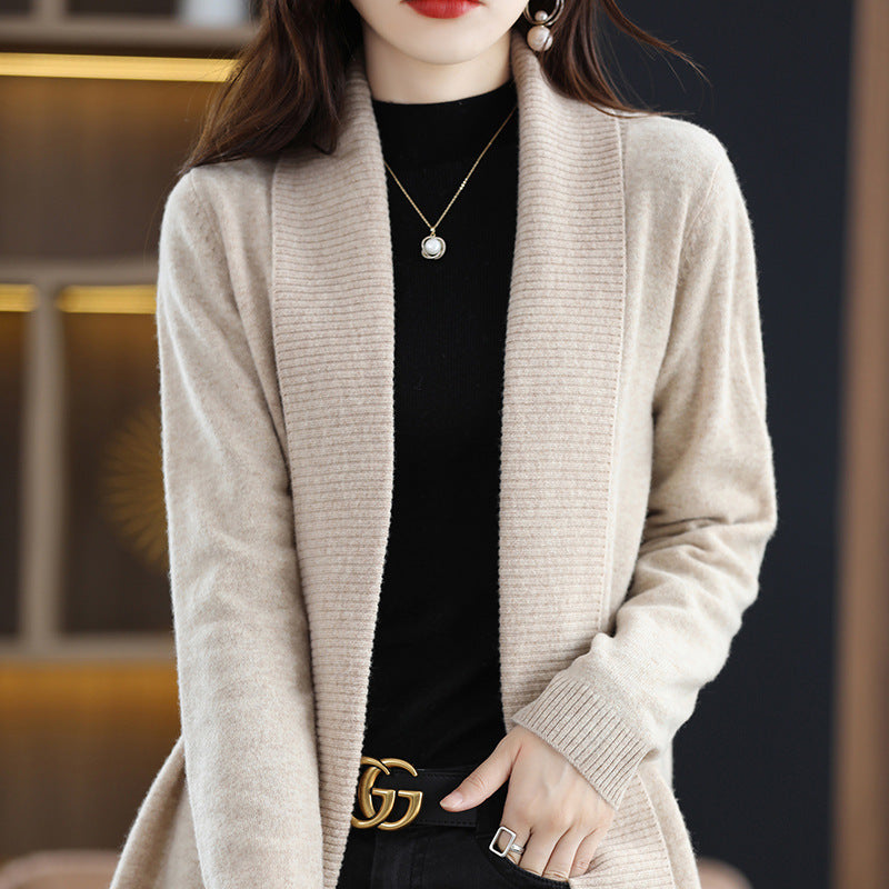 Cardigan for women with elegant ribbed structures and an open cut Lune London