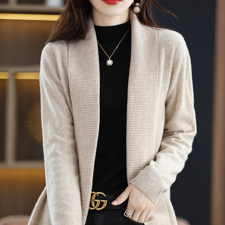 Cardigan for women with elegant ribbed structures and an open cut Lune London