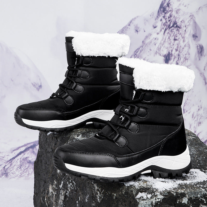 Lune London | Boots - Knee-high - Quilted - Lined with faux fur - Lacing
