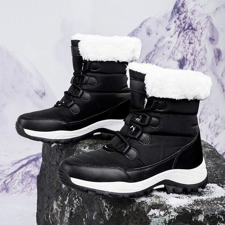 Lune London | Boots - Knee-high - Quilted - Lined with faux fur - Lacing