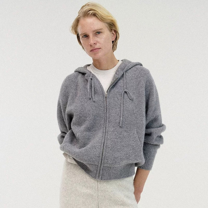 Hooded jacket for women in high-quality wool blend with practical pockets and modern cut Lune London