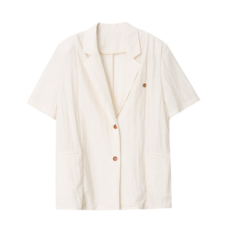 Women's Elegant Linen Blazer with Short Sleeves Chic & Stil