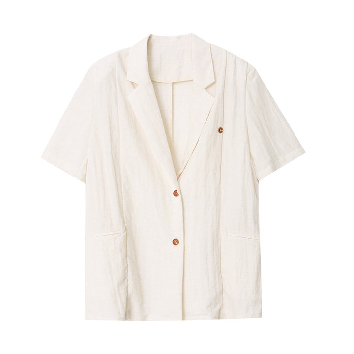 Women's Elegant Linen Blazer with Short Sleeves Chic & Stil