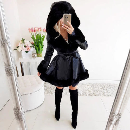 Trendy faux leather jacket for women with sherpa lining Lune London