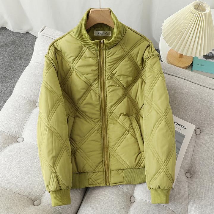Ladies quilted transition jacket with high collar and elastic cuffs Lune London