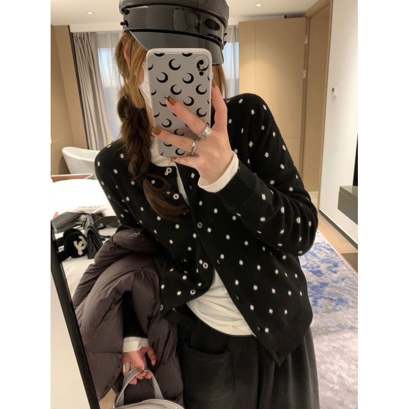 Women’s knitted jacket with polka dot pattern Lune London