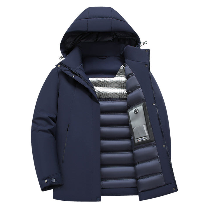 Functional insulated jacket for men with hood and water-repellent properties Lune London