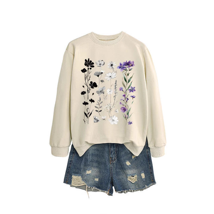 Sweat-shirt femme avec design graphique floral et doublure intérieure douce Chic & Stil