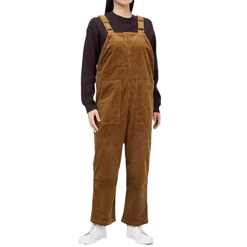 Ladies Casual Corduroy Overalls with Practical Pockets Lune London