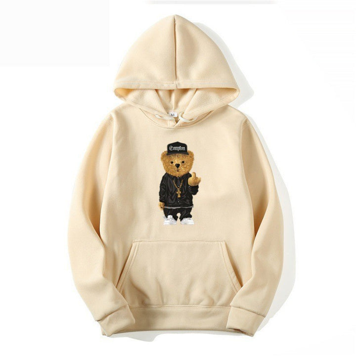 Women’s hoodie with artistic bear design and kangaroo pocket Chic & Stil