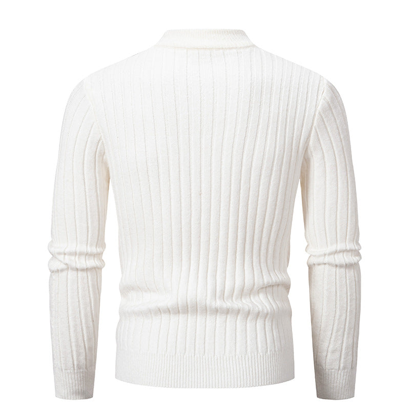 Chunky knit sweater for men with a modern textured pattern and a high collar Lune London