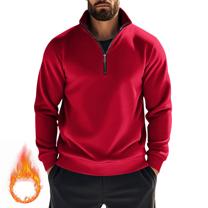 Fleece pullover for men with half-zip Lune London