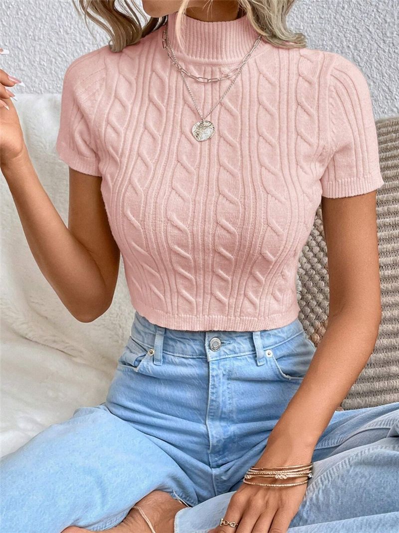 Women's knit top with high collar and textured pattern Lune London