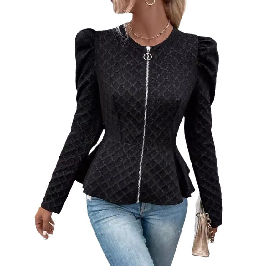 Trendy women's blazer with puff sleeves Lune London