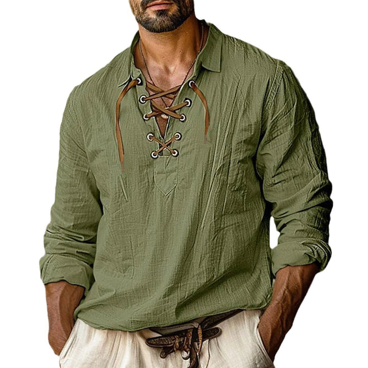 Casual long-sleeve shirt for men with stylish lacing Lune London